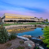 The Dot Foods Mt. Sterling headquarters campus, which consists of a new, modern office and a pond and walking path for employees